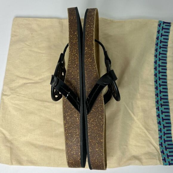 NWOB! Tory Burch Miller Cloud Black Patent Women’s Sandals Suede Cork Sz 11 - Picture 5 of 9